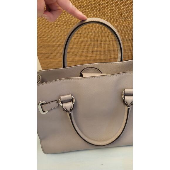 Michael Kors Hamilton Gray Leather Satchel Handbag Purse Silver Hardware - Picture 14 of 16